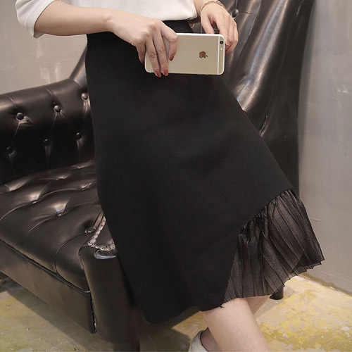 ◈[당일발송]폴리 프릴 니트 스커트