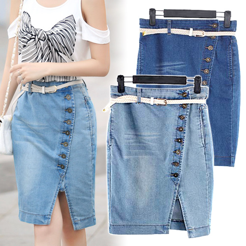 ◈[당일발송]사선 버튼 포인트 스커트