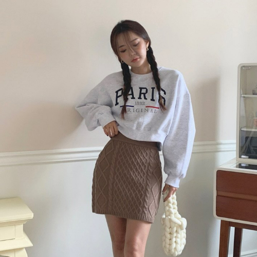  다이아꽈배기 H라인 미니스커트#
