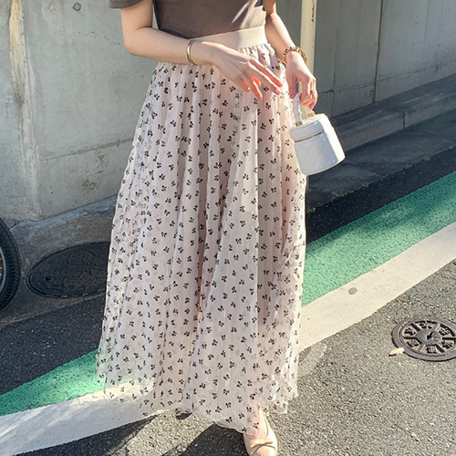 ◈[당일발송] 파스타 체크 뒷밴딩 모직 플레어스커트