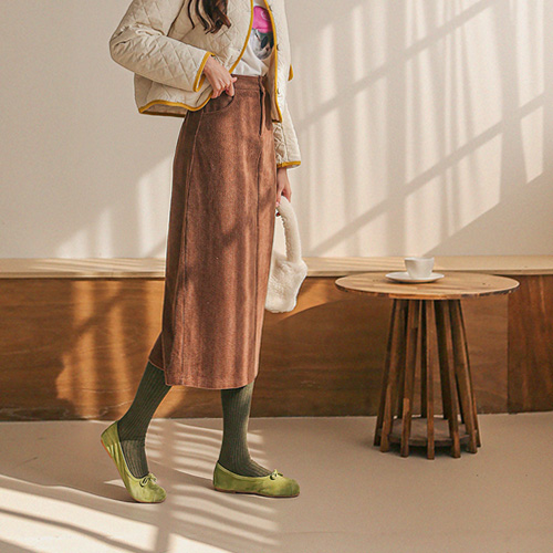 ◈[당일발송] 베이직 뒷밴딩 골덴 스커트