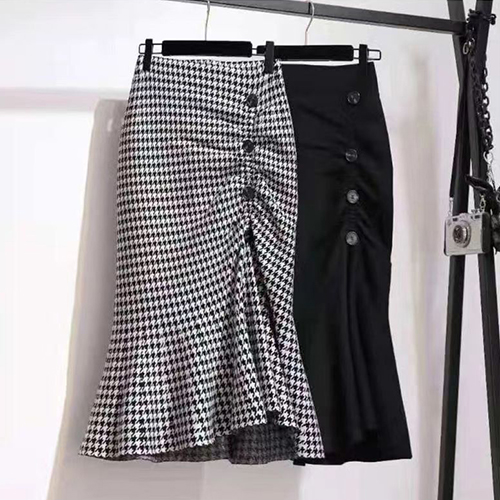 ◈[당일발송] 머메이드 셔링 버튼 스커트