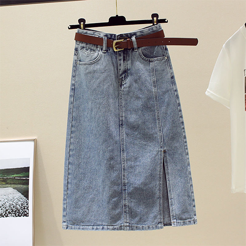 ◈[당일발송] 옆트임 버클 데님 스커트