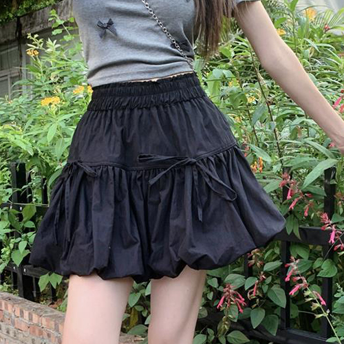 리본 벌룬 밴딩 미니 스커트