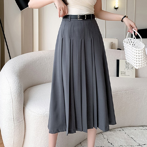 모던 A라인 벨트 플리츠 스커트