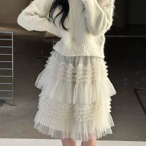 로맨틱 티어드 밴딩 스커트