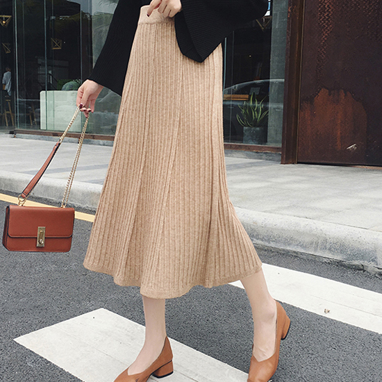 [재입고] A라인 주름 니트 스커트