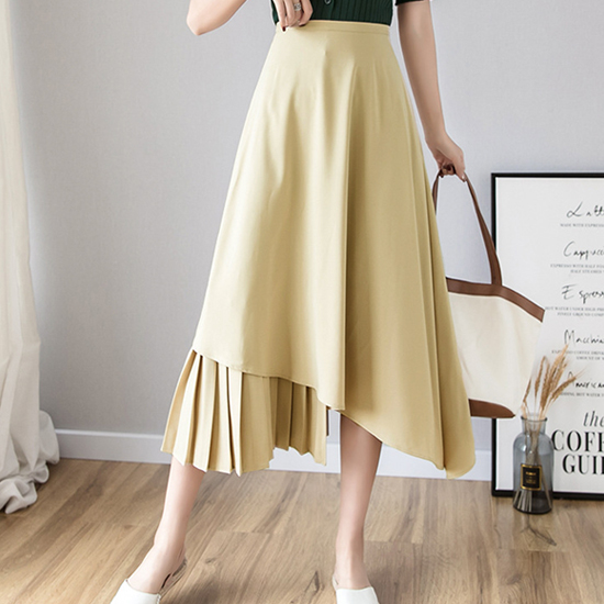 [당일발송]  사선 플리츠 레이어드 스커트