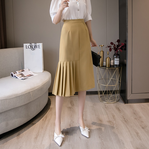 하프 플리츠 밑단 스커트  