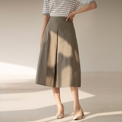 [당일발송]코튼 맞주름 A라인 치마