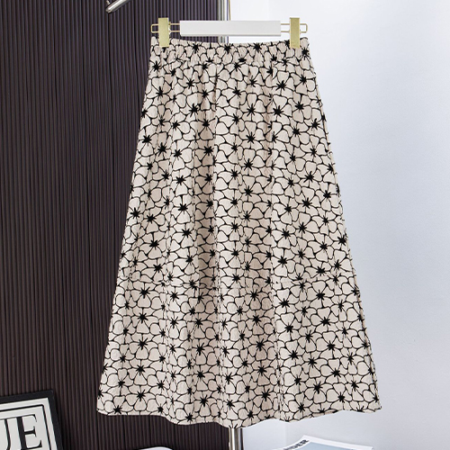 ◈[당일발송]  A라인 샤이닝 플라워 밴딩 스커트