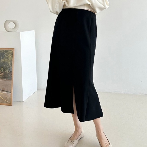 ◈[당일발송] 스판 머메이드 라인 트임 스커트