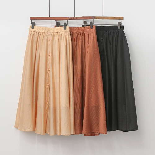 ◈[당일발송] 허리밴딩 플레어 버튼 스커트