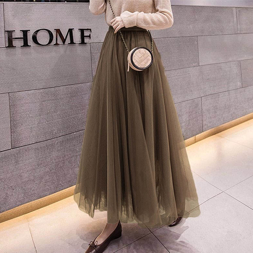 쉬폰 밴딩 주름 스커트