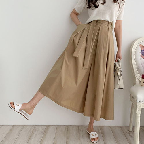 ◈[당일발송] 퀼로트 뒷밴딩 A라인 롱 스커트