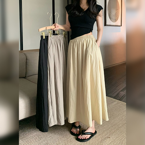 [당일발송]베이직 셔링 A라인 롱 스커트