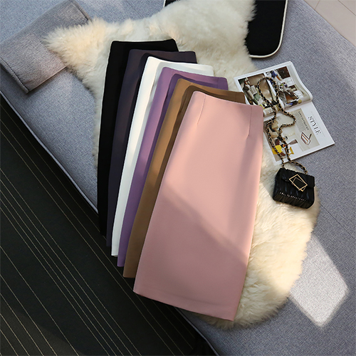 ◈[당일발송] 심플 핀턱 뒤트임 H라인 스커트