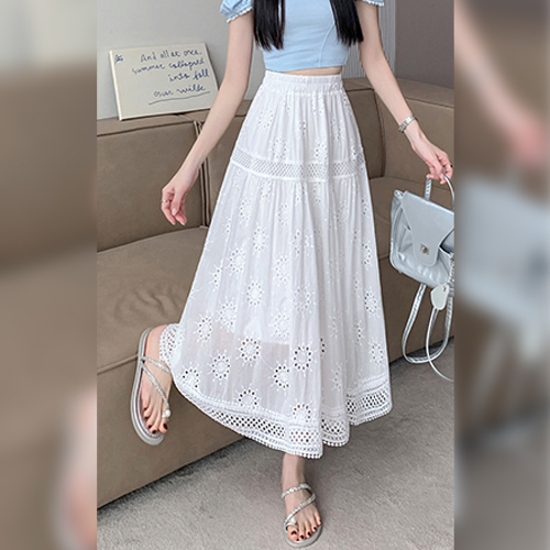 앤틱 플라워 A라인 밴딩 스커트