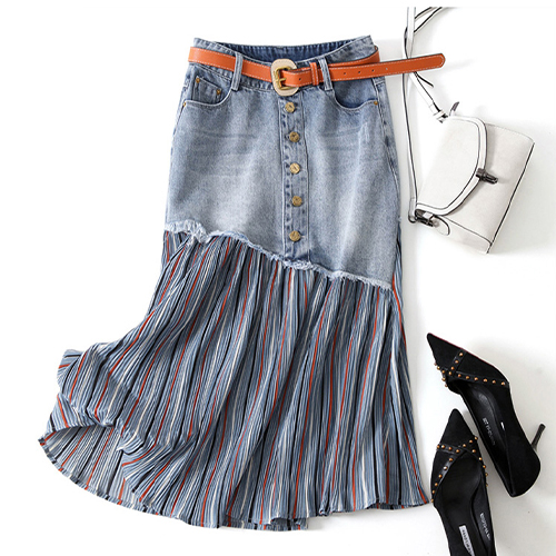 ◈[당일발송] 보헤미안 유니크 데님 스커트