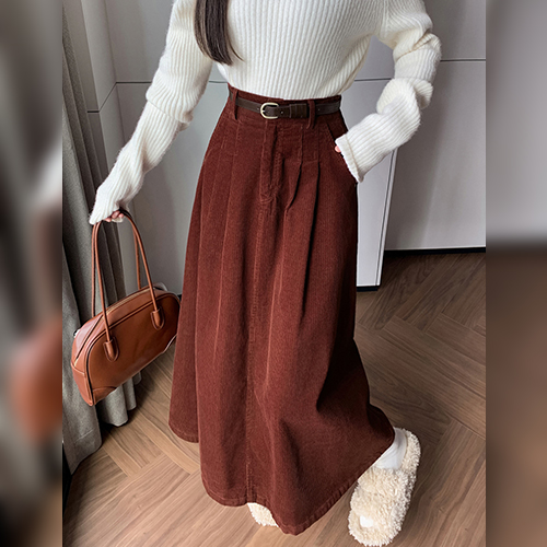 코듀로이 A라인 스커트&벨트 SET [쿠폰 적용 제외] 