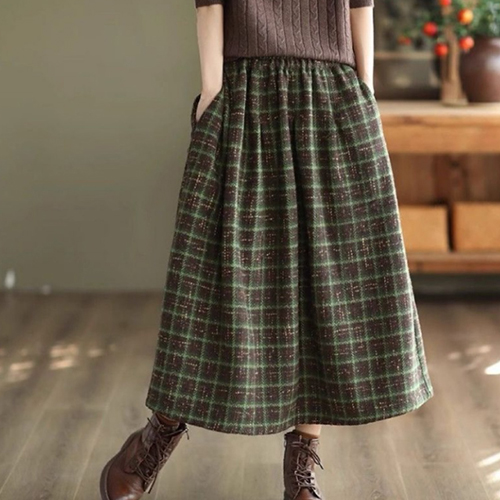 ◈[당일발송] 빈티지 체크 밴딩 롱 스커트