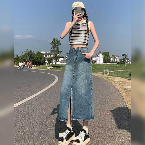 [당일발송]데일리 트임 데님 스커트