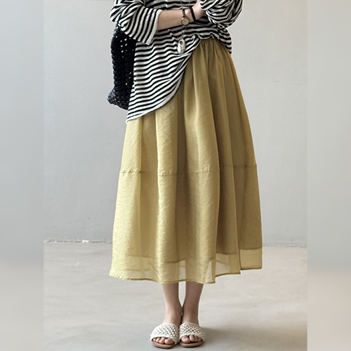 A라인 쉬폰 플레어 밴딩 스커트 