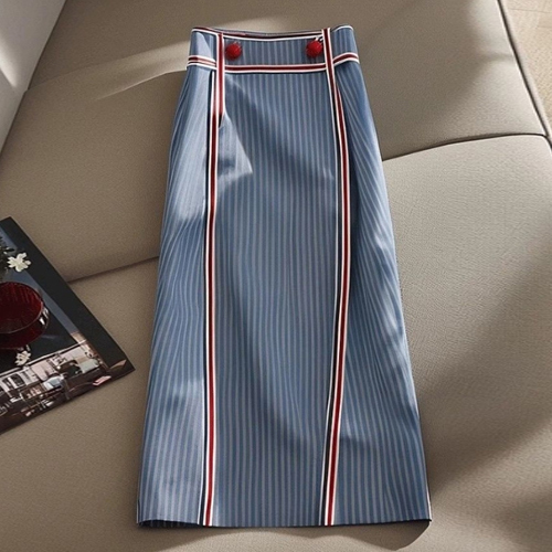 ◈[당일발송] 버튼 스트라이프 H라인 스커트