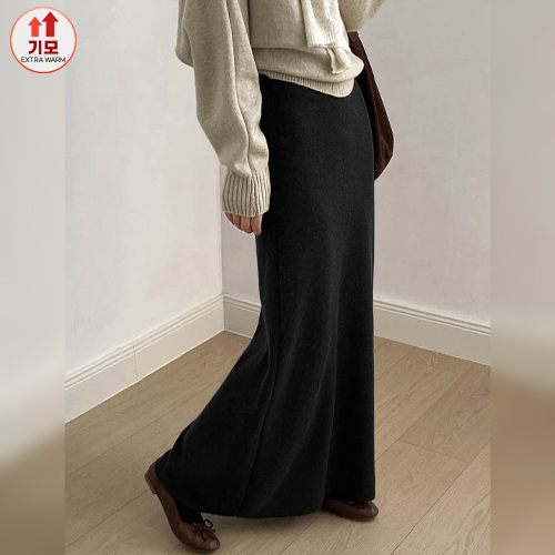 데일리 기모 슬림 플레어 밴딩 스커트 