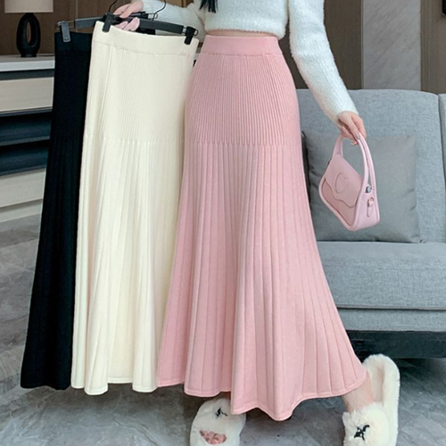 골지 플레어 니트 스커트