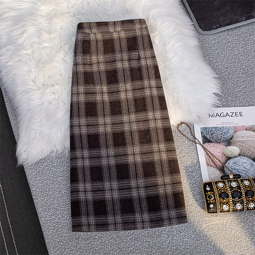 ★토요특가 자정마감 50%★클래식 체크 H라인 모직 스커트