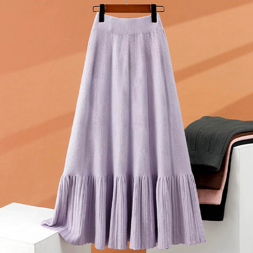 밴딩 니트 플레어 롱 스커트