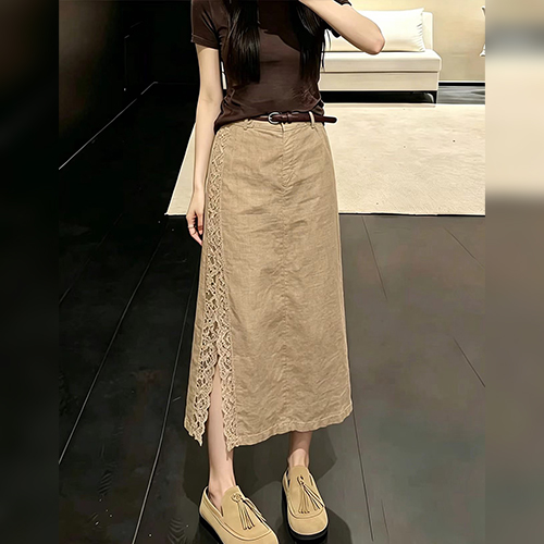 슬릿 레이스 감성 롱 스커트