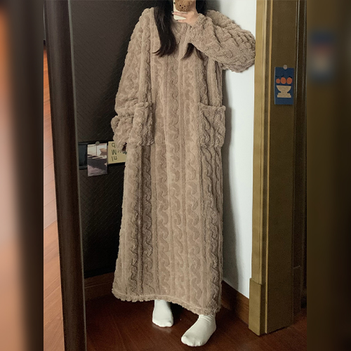 ★월요특가★부드러운 극세사 포켓 원피스 파자마