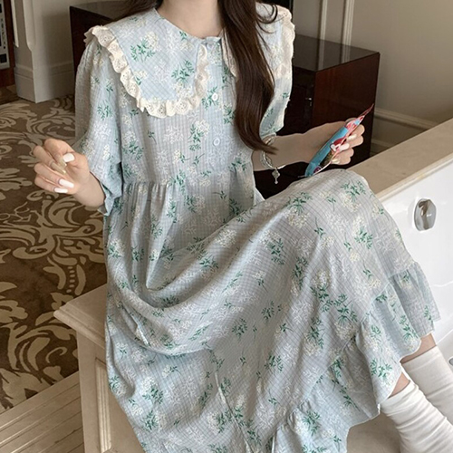 [당일발송]레이스 프릴 카라 홈웨어 잠옷 