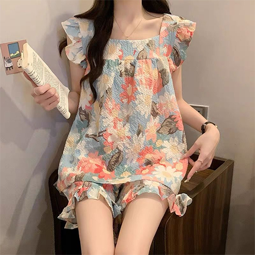 ◈[당일발송] 여름 패턴 지지미 민소매 파자마 SET