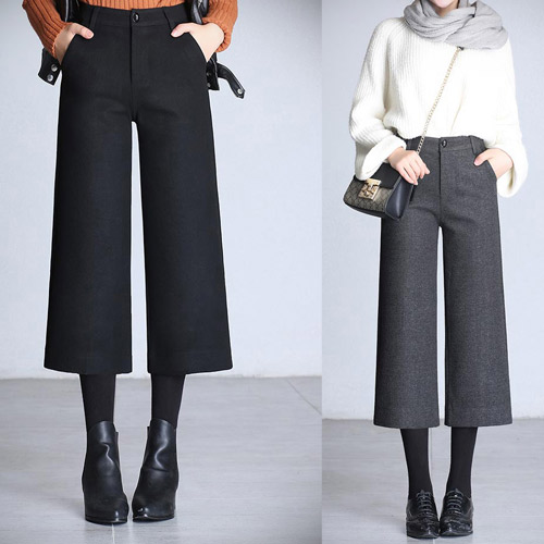 [당일발송] 스판 와이드 모직 슬랙스