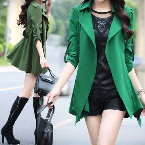 ◈[당일발송]넥카라 A라인 롤업 코트