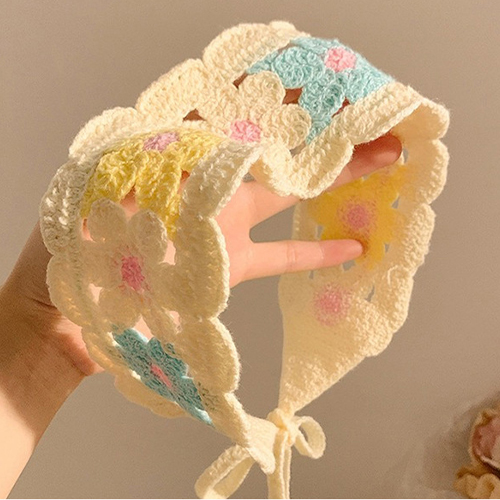 크로셰 뜨개 보닛 머리띠