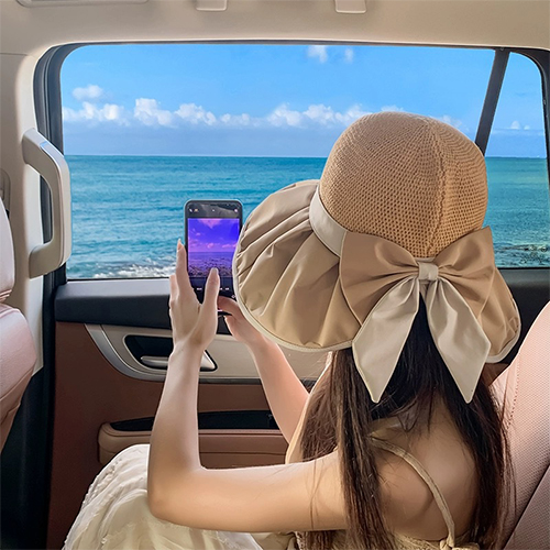 [당일발송] 자외선차단 메쉬 리본 챙모자