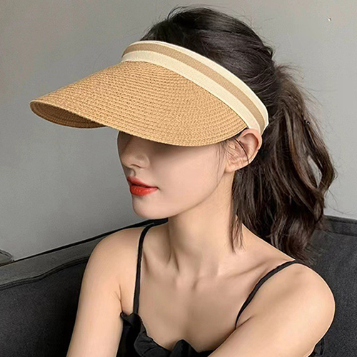 UV 차단 라탄 와이드 썬캡