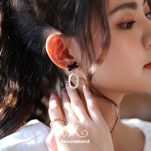 [당일발송] 리본 진주 귀걸이