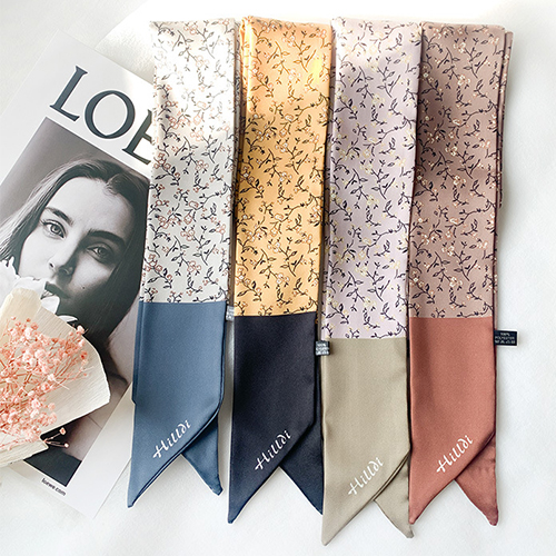 ◈[당일발송] 잔꽃 배색 슬림 스카프