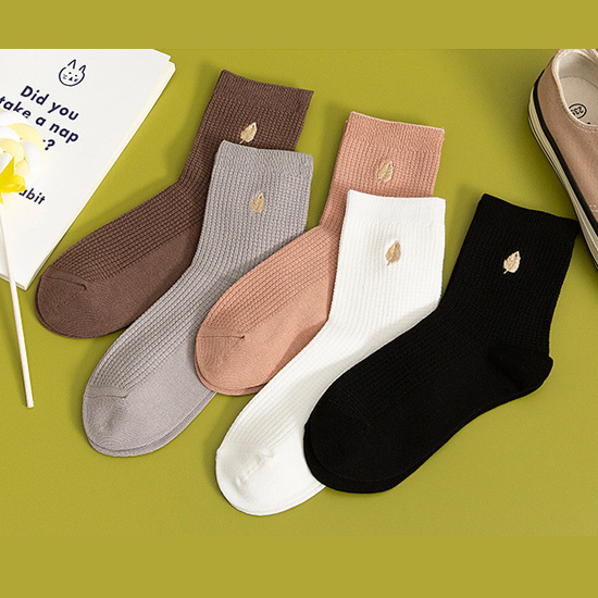 [당일발송] 플로럴 스티치 코튼 혼방 양말