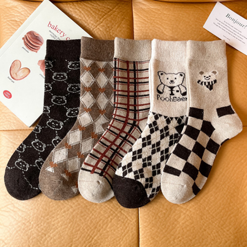 [당일발송] 영문 자수 중목 양말 5종 세트