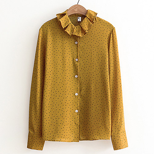 ◈[당일발송] [5월 21일 예약발송] 러플넥 포인트 패턴 셔츠[SI#154]