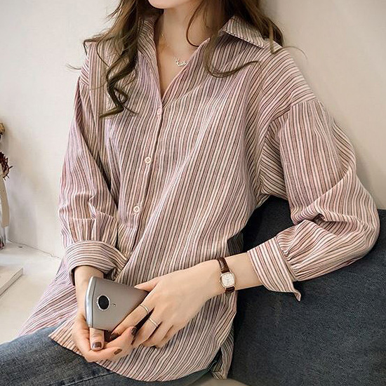 베이직 카라 스트라이프 셔츠