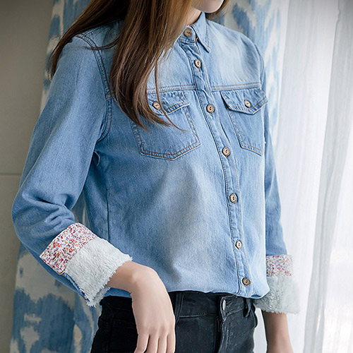 ◈[당일발송]   양털 안감 데님 셔츠 [SI#558]