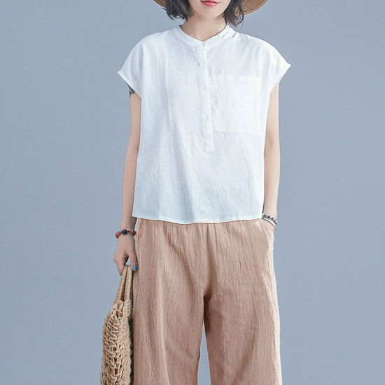 ◈[당일발송] 린넨 코튼 차이나넥 나그랑 언발 셔츠