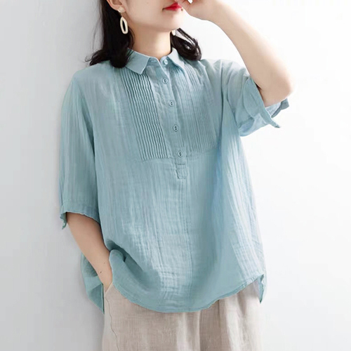 ★금요특가 자정마감 50%★카라 주름 린넨 셔츠 